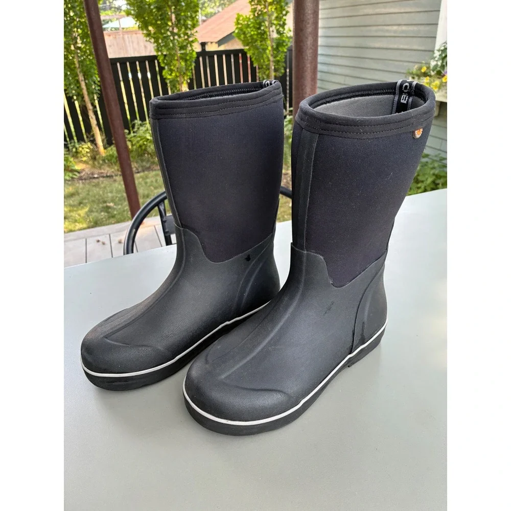 Bogs Classic II High Solid No Handles Black Waterproof Boots Youth 6